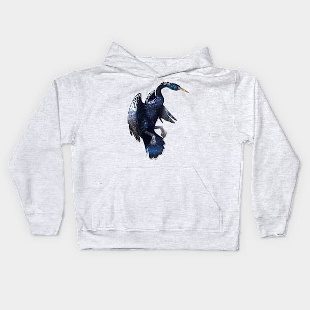 Cozy Anhinga Kids Hoodie by Phoenix Baldwin